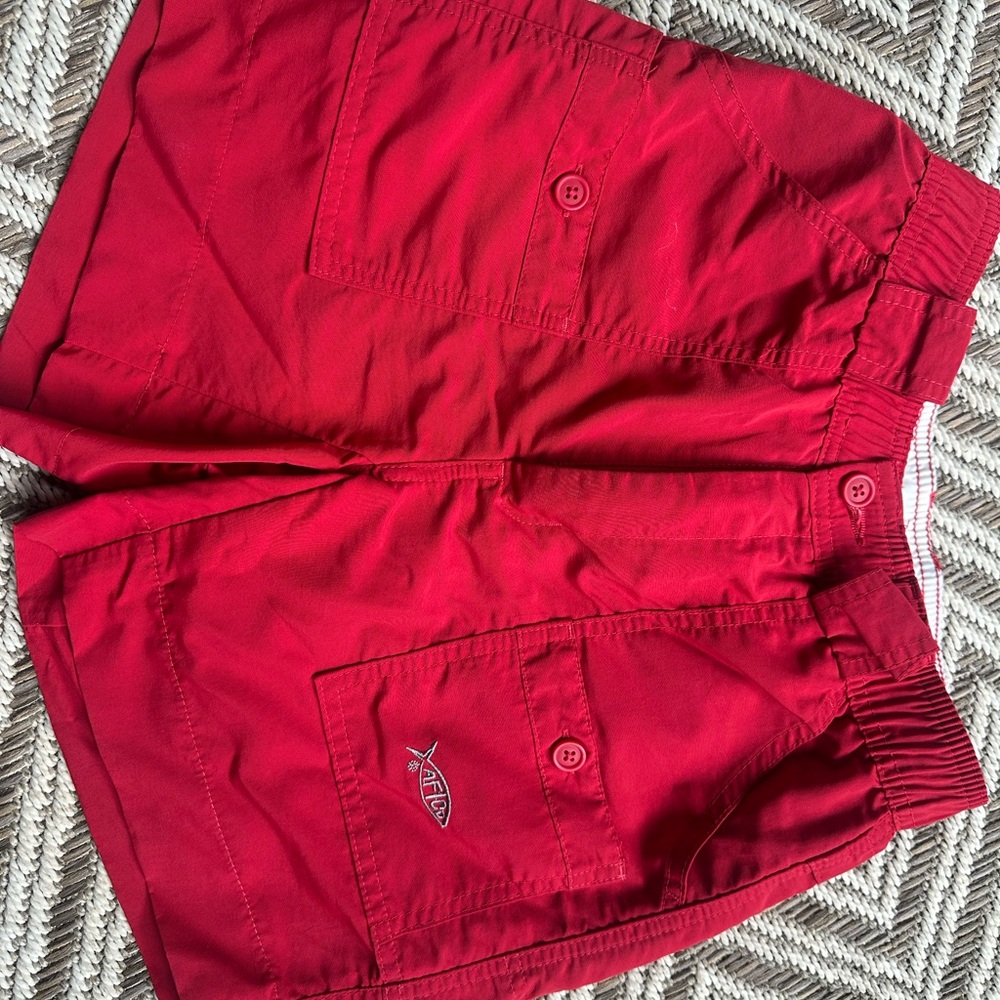 AFTCO Red Cargo Shorts Lightweight Athletic Wear